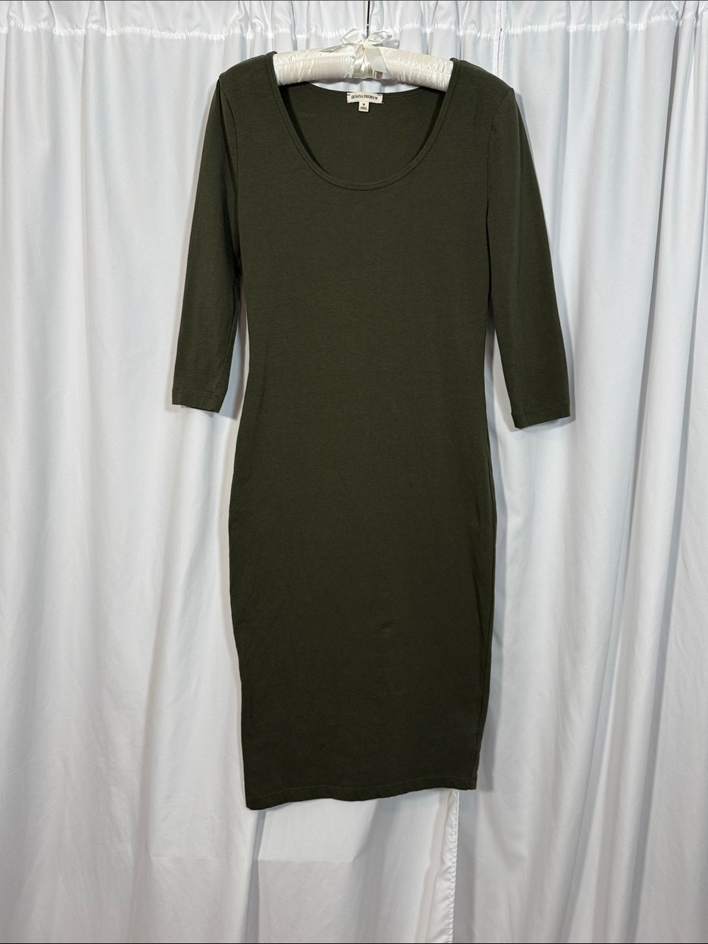 Zenana Premium Olive Green Midi Scoop Neck Dress